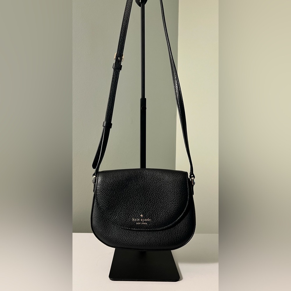 Kate Spade ♠️ Black Leather Saddle Crossbody Bag
